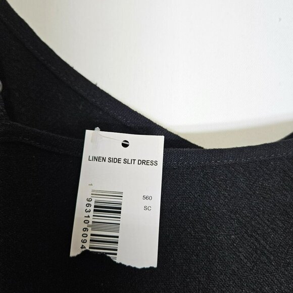 Studio B Bobeau Black Linen Side Slit Dress Midi Sleeveless Linen Blend Staple L - Picture 6 of 13